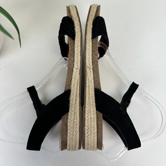 Lucky Brand Grecilyn Black Suede Espadrille Sandal Flats Woven Shoe Size 10‎ M - Picture 6 of 9